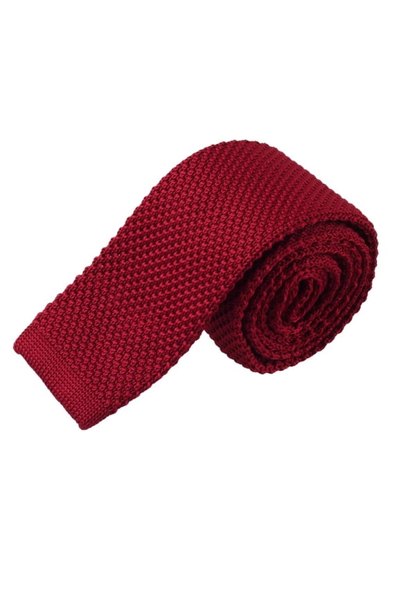 Vintage Smart Casual Mens Solid 2inch Skinny Knit Tie For Groom, Red