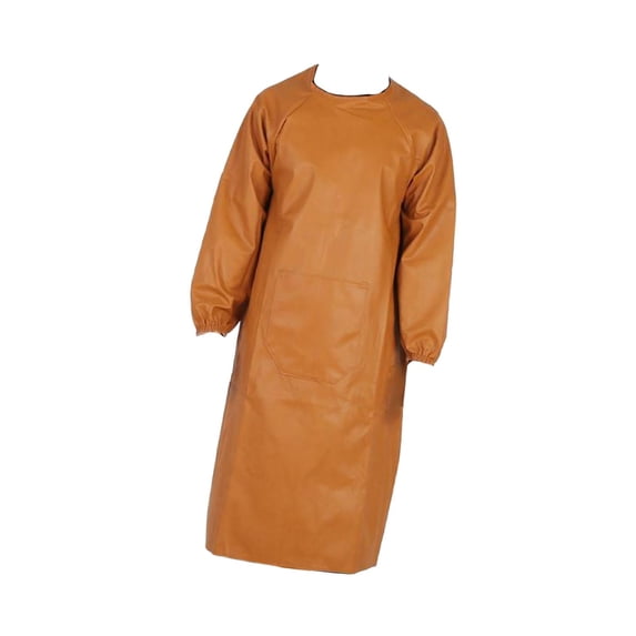 Yunhgft Waterproof Apron PU Fire Resistant Durability Efficiency with Pocket Long Sleeve brown
