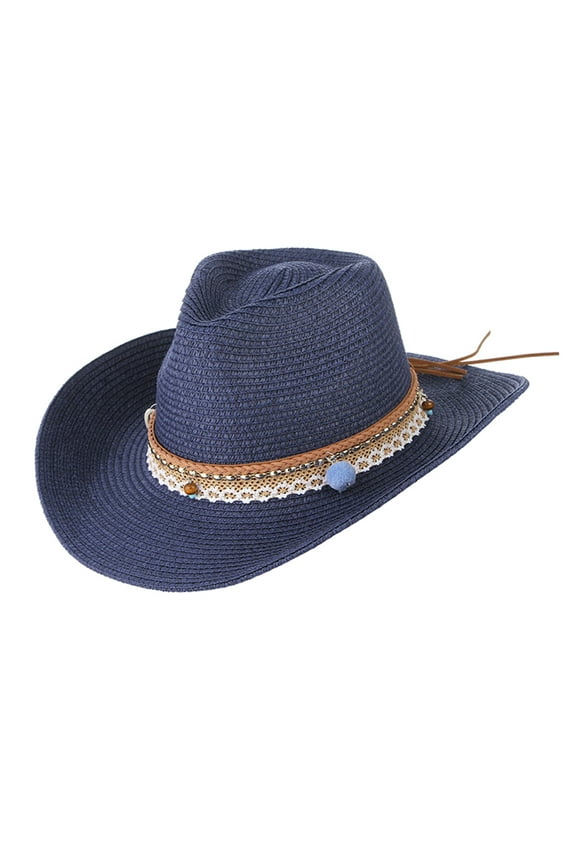 Women's straw sun hat dark blue Dark Blue