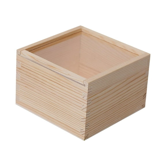 Yunhgft Wooden Box Craft Gift Box Desktop with Cover Storage Container Jewlery Organizer 12cmx12cmx8cm