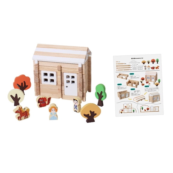 Yunhgft Wooden Building Blocks Set Hands on Ability Interaction Imagination Construction 75pcs