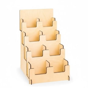 Yunhgft Wooden Display Rack Sticker Organizer Shelf Four Tier Slanted Tiers for Space Saving Desktop Counters Studios and Classrooms