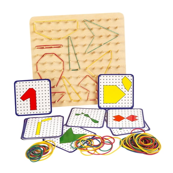 Yunhgft Wooden Geoboard Educational Toys Puzzle Matrix with 80 Rubber Bands Mathematical Manipulative Montessori Toy 7x7/11x11 Nails for Kids 21x21x1.5cm