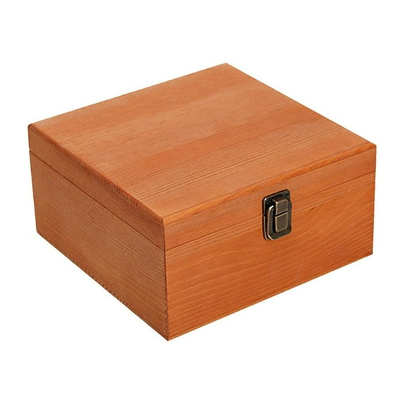 Yunhgft Wooden Storage Box Container Decorative Unfinished Gift Box Front Clasp Portable brown 19.5x19.5x10cm