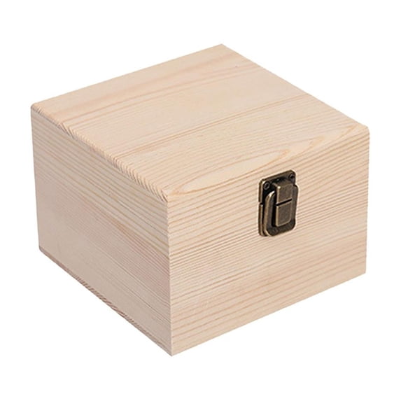 Yunhgft Wooden Storage Box Container Decorative Unfinished Gift Box Front Clasp Portable wood 14x14x10cm
