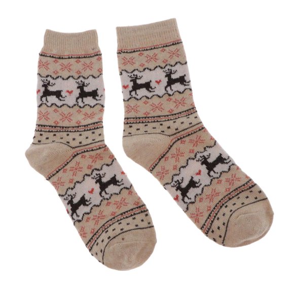 Yunhgft Wool Blend Cozy Crew Socks Winter Outdoor Hiking Christmas Ankle Socks Beige