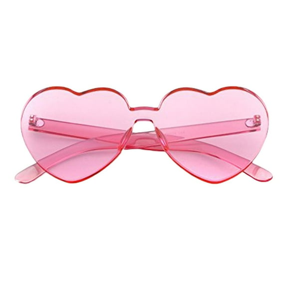Yunhgft heart shape rimless sunglass transparent candy color glasses pink