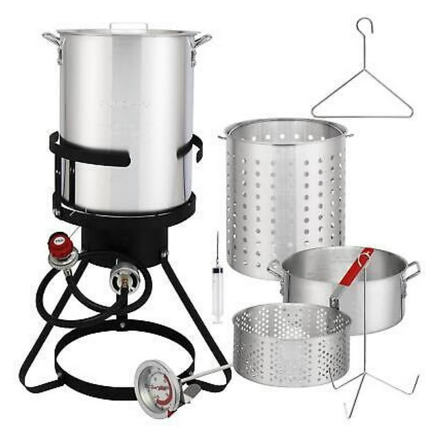 Yunhouse 30 QT Turkey & 10 QT Fish Fryer Boiler Steamer Set 54,000 BTU