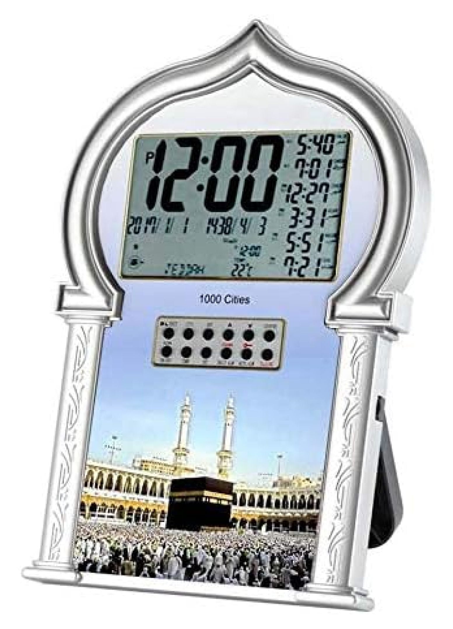 Yunhouse Auto Islamic Azan Clock with Qibla Direction QAC1602 (Silver
