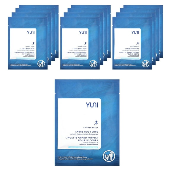 Yuni Beauty Shower Sheet, Peppermint & Citrus, 12 Wipes