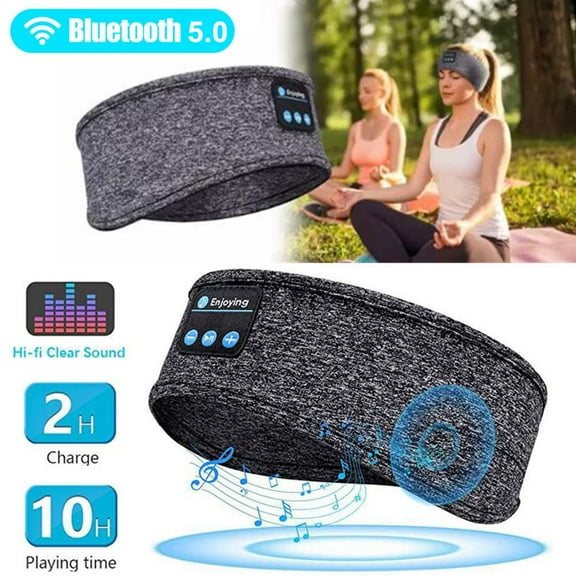 Yuniba Washable Wireless Bluetooth 5.0 Sports Headband Gray
