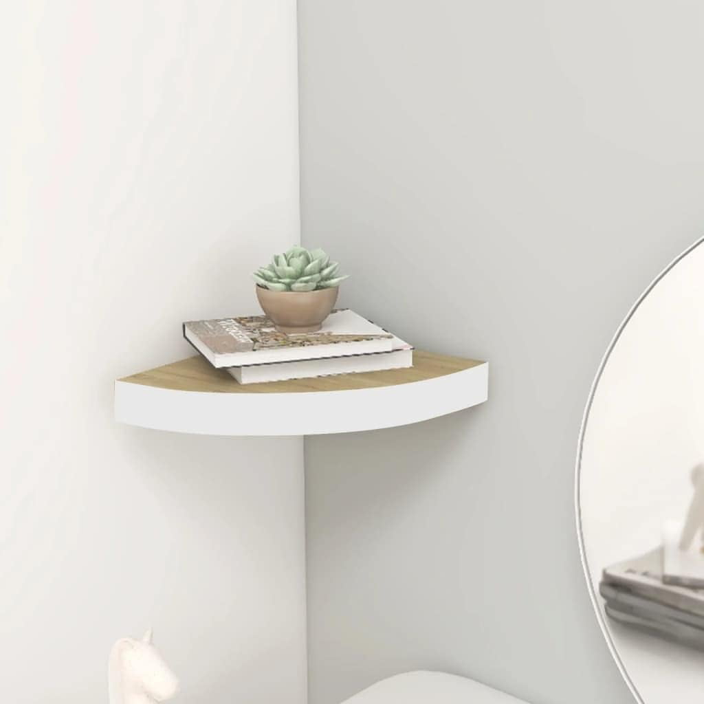 Yunir Floating Corner Shelf, MDF Wall Mounted Wood Storage Shelves, 13. ...