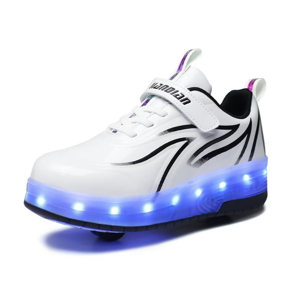 Yunkctuk Boys and Girls Roller Skates, Children's Sports Shoelaces, LED Lights on Wheels, Lightweight, Breathable, and Removable Roller Skates for Bboth Boys and Girls.