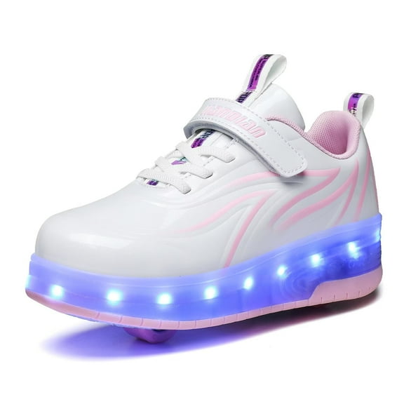 Yunkctuk Boys and Girls Roller Skates, Children's Sports Shoelaces, LED Lights on Wheels, Lightweight, Breathable, and Removable Roller Skates for Bboth Boys and Girls.