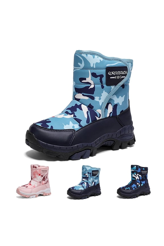 Boys Girls Snow Boots, Waterproof Outdoor Warm Cozy Anti-Slip Mid Calf Winter Shoes for Toddler/Little/Big Kid.