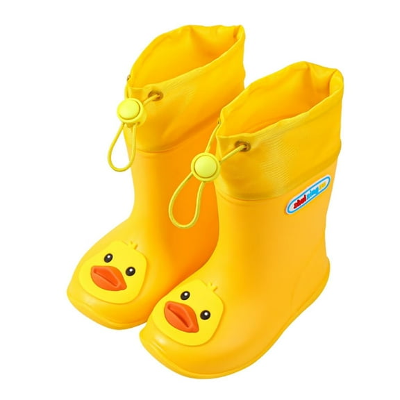 Yunkctuk Childrens Lightweight Anti Slip Rain Boots, Cartoon Yellow Duck Waterproof Rain Boots for Boys and Girls, Easy to Wear and Take off Waterproof Boots for Children.