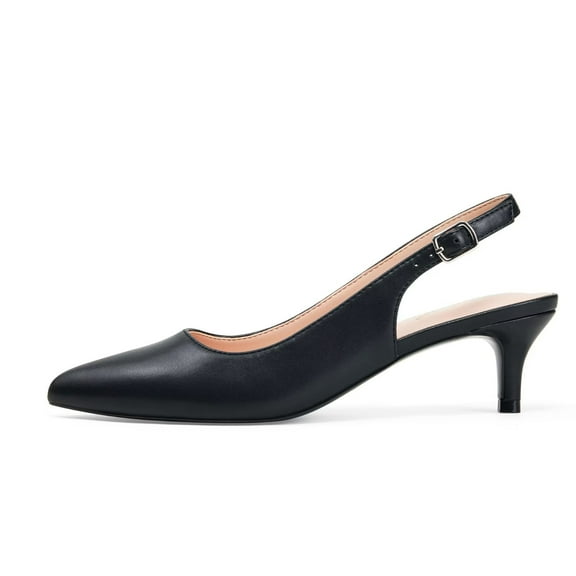 Yunkctuk Low Kitten Heels Women's Slingback Dressy Pumps Pointed Closed Toe Ankle Strap Elegant Wedding Pumps Formal Comfortable Shoes