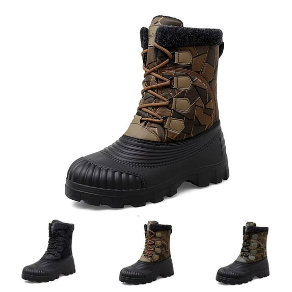 Yunkctuk Men's Winter Boots, Mens Warm Non-slip Hiking Boots, Outdoor Snow boots for Men, Mens Lightweight Tall Boots with Warm Fur Liner.
