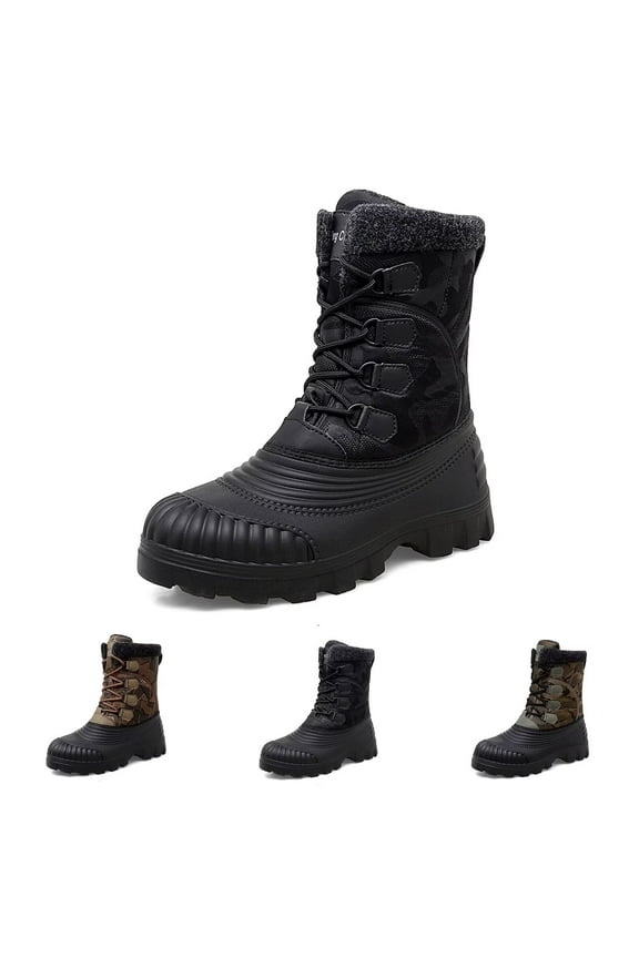 Men's Winter Boots, Mens Warm Non-slip Hiking Boots, Outdoor Snow boots for Men, Mens Lightweight Tall Boots with Warm Fur Liner.