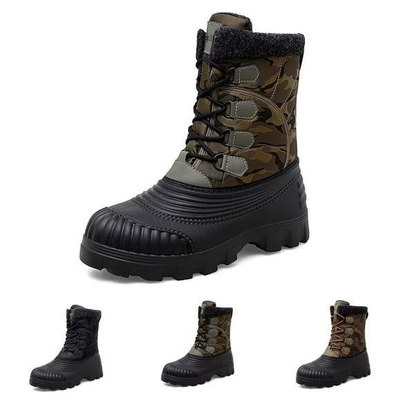 Yunkctuk Men's Winter Boots, Mens Warm Non-slip Hiking Boots, Outdoor Snow boots for Men, Mens Lightweight Tall Boots with Warm Fur Liner.