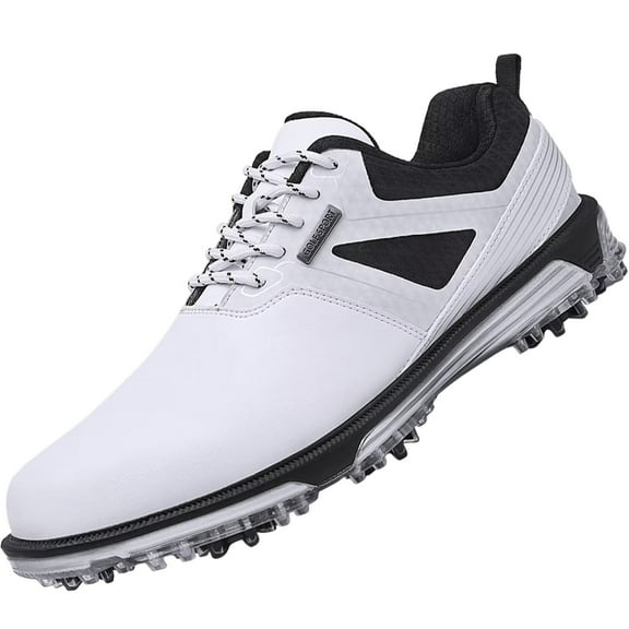 Yunkctuk Mens Non-slip Golf Shoes, Men's Fixed Spikeless Sole Walking Shoes, Waterproof Outdoor Shoes.