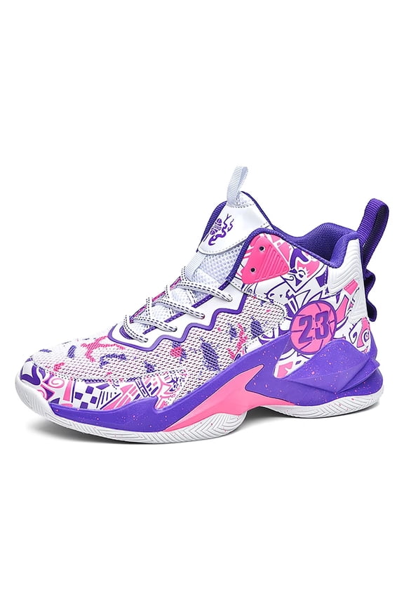 Non slip basketball shoes for teenagers, casual basketball shoes for older children, comfortable and breathable sports shoes for boys and girls for older children.