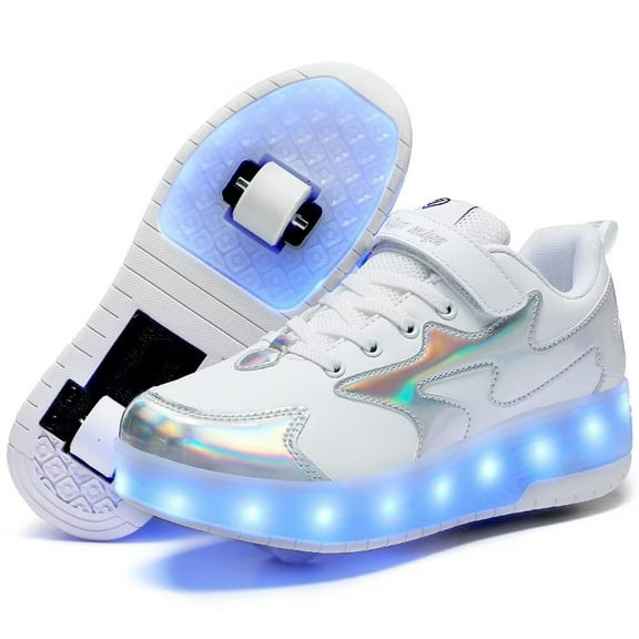 Yunkctuk Roller Shoes Girls Boys Wheel Shoes Kids Roller Skates Shoes LED Light Up Wheel Shoes for Kids for Children