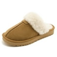 thumbnail image 1 of Yunkctuk Women's Shoes Cozy Fluffy House Slippers, Flat Heel Platform Round Toe Beige, 8.5, 1 of 7