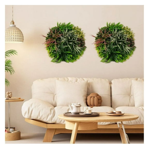 Yunken 2 Pack Square Framed Artificial Foliage Wall Art, Green Leaves Printed Picture for Indoor Home Office Decor, Ready to Hang Metal Wall Decor