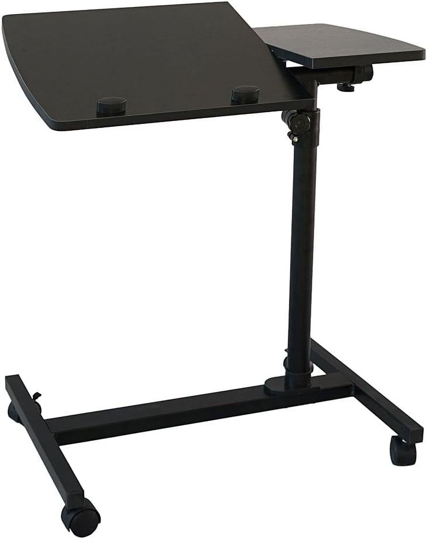 Yunken 23.2 Inch Rolling Adjustable Multifunctional Lifting Computer Desk, Tilting Desktop, Sit Stand Laptop Desk TV Tray for Bed Sofa Hospital Reading Eating, Black