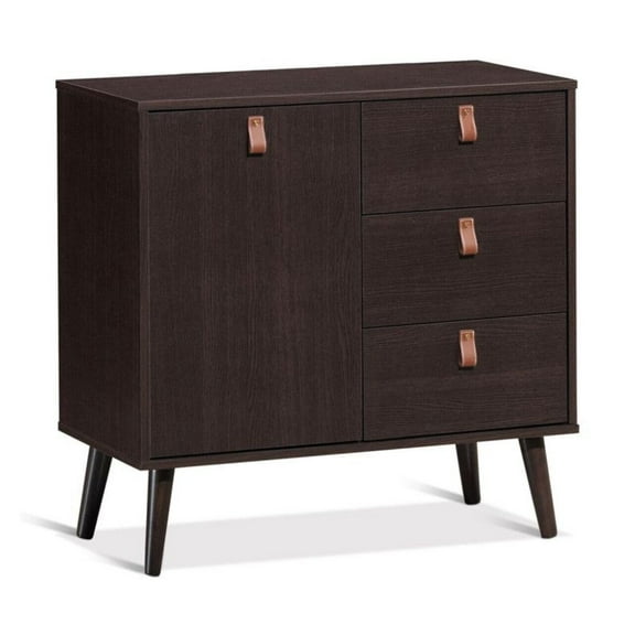 Yunken 3-Drawer Sideboard Storage Display Cabinet, Modern Nightstand with Smooth Gliding Drawers for Bedroom