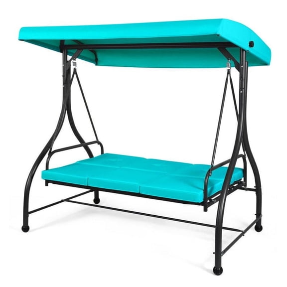 Yunken 3-Seat Outdoor Swing Hammock with Adjustable Tilt Canopy, Spacious Patio Bench for Porch, Garden, and Backyard, Supports Multiple People