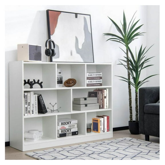 Yunken 3-Tier 8-Cube Bookcase, Floor Standing Open Storage Shelves Display Cabinet for Living Room, Home Office, Modern Freestanding Organizer