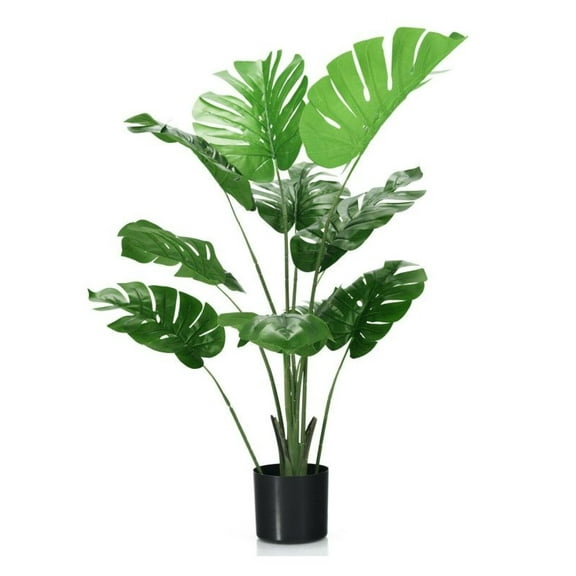 Yunken 4 Feet Artificial Monstera Deliciosa Tree with 10 Leaves of Different Sizes, Realistic Large Faux Plant for Indoor Outdoor Home Office Floor Decor