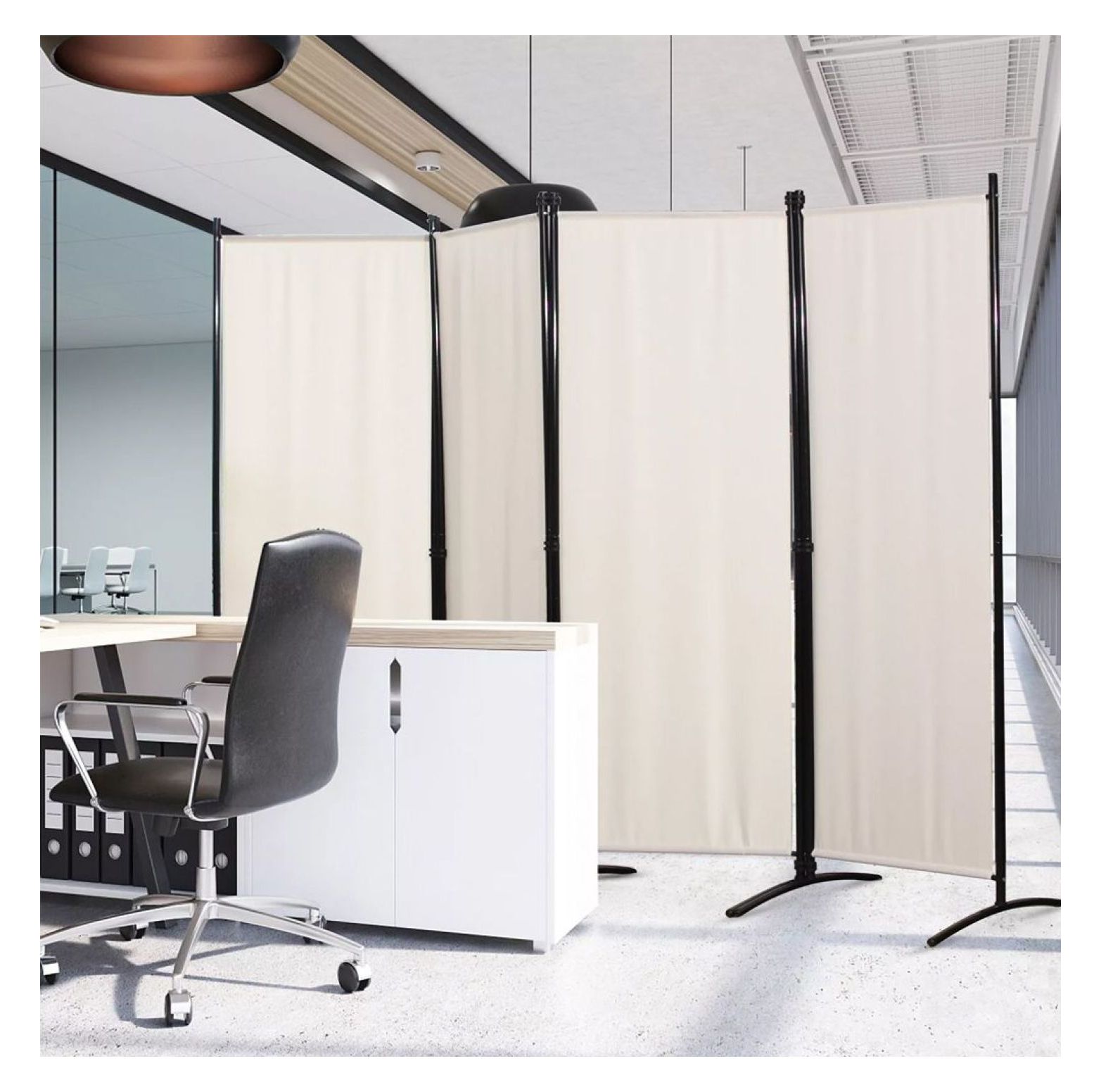 Yunken 4-Panel Folding Privacy Screen with Lockable Wheels, 5.6 Ft Tall Portable Room Divider for Home & Office