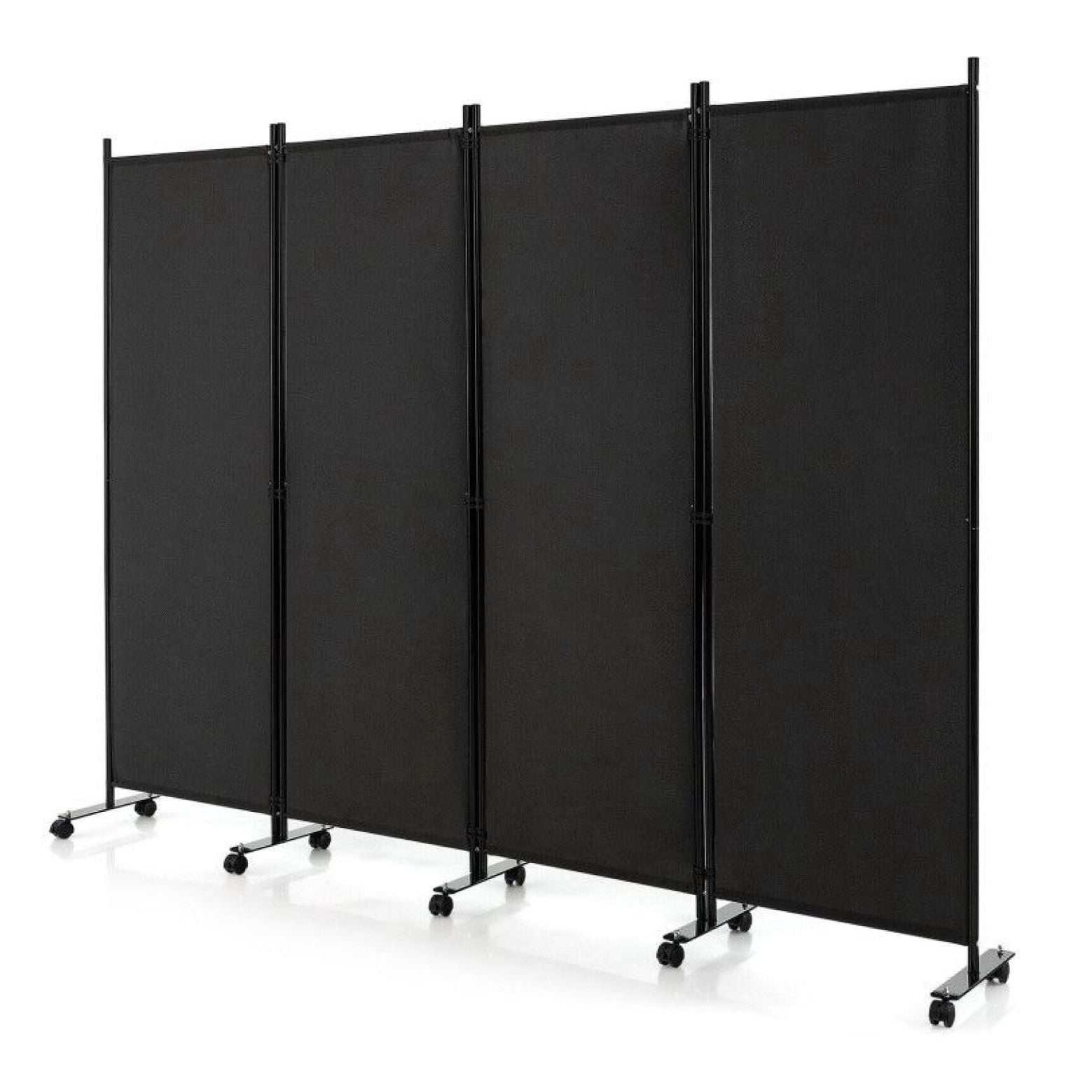 Yunken 4-Panel Folding Room Divider with Lockable Wheels, 5.6 Ft Tall Portable Privacy Screen for Home & Office Use