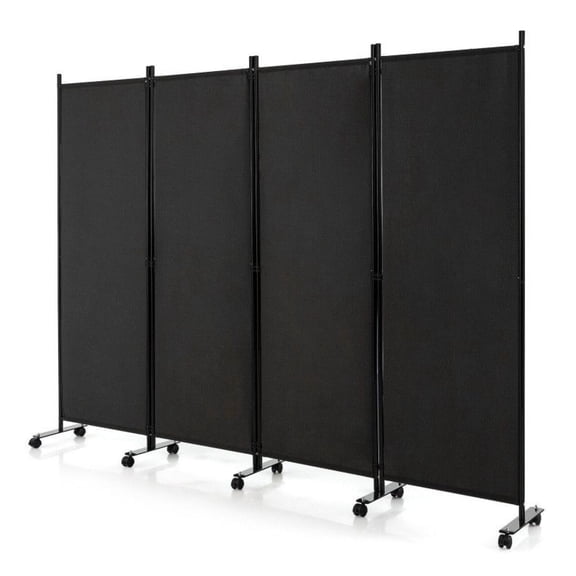 Yunken 4-Panel Folding Room Divider with Lockable Wheels, 5.6 Ft Tall Portable Privacy Screen for Home & Office Use