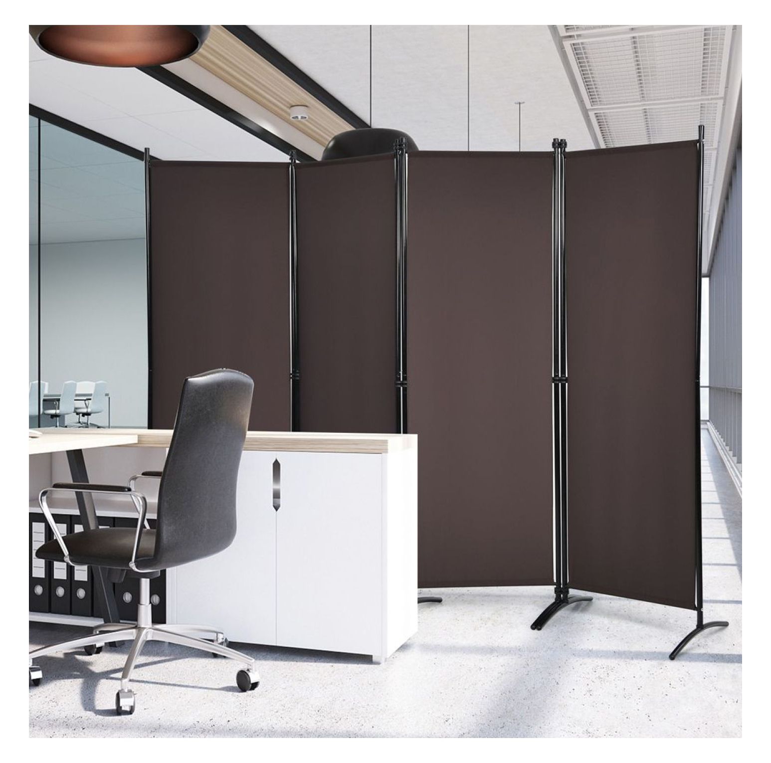 Yunken 4-Panel Room Divider with Sturdy Steel Frame, 5.6 Ft Tall Freestanding Partition Screen for Bedroom & Living Room