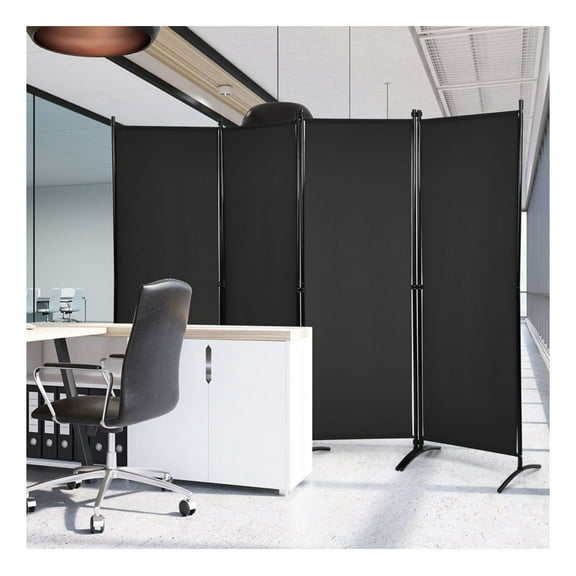 Yunken 4-Panel Steel Frame Room Divider, 5.6 Ft Tall Folding Privacy Screen for Bedroom, Office & Living Space