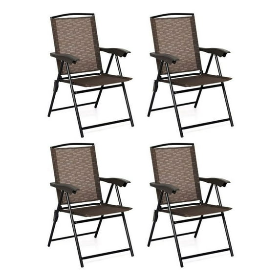Yunken 4 Pieces Folding Dining Chairs with Smooth Armrests and Sling Back, Compact and Stackable, Perfect for Outdoor Events, Patio, Bistro, and Garden Settings