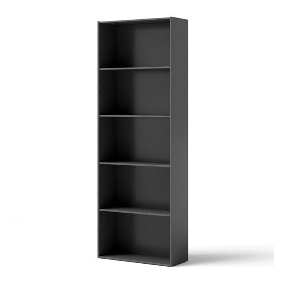 Yunken 5-Shelf Multi-Functional Wood Bookcase, 23.5 x 9.5 x 67 Inch Tall Storage Unit for Home Office, Living Room, Freestanding Bookshelf Organizer