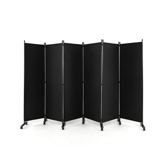 Yunken 6-Panel 5.7 Ft Tall Room Divider with Smooth-Rolling Casters, Portable Folding Privacy Screen