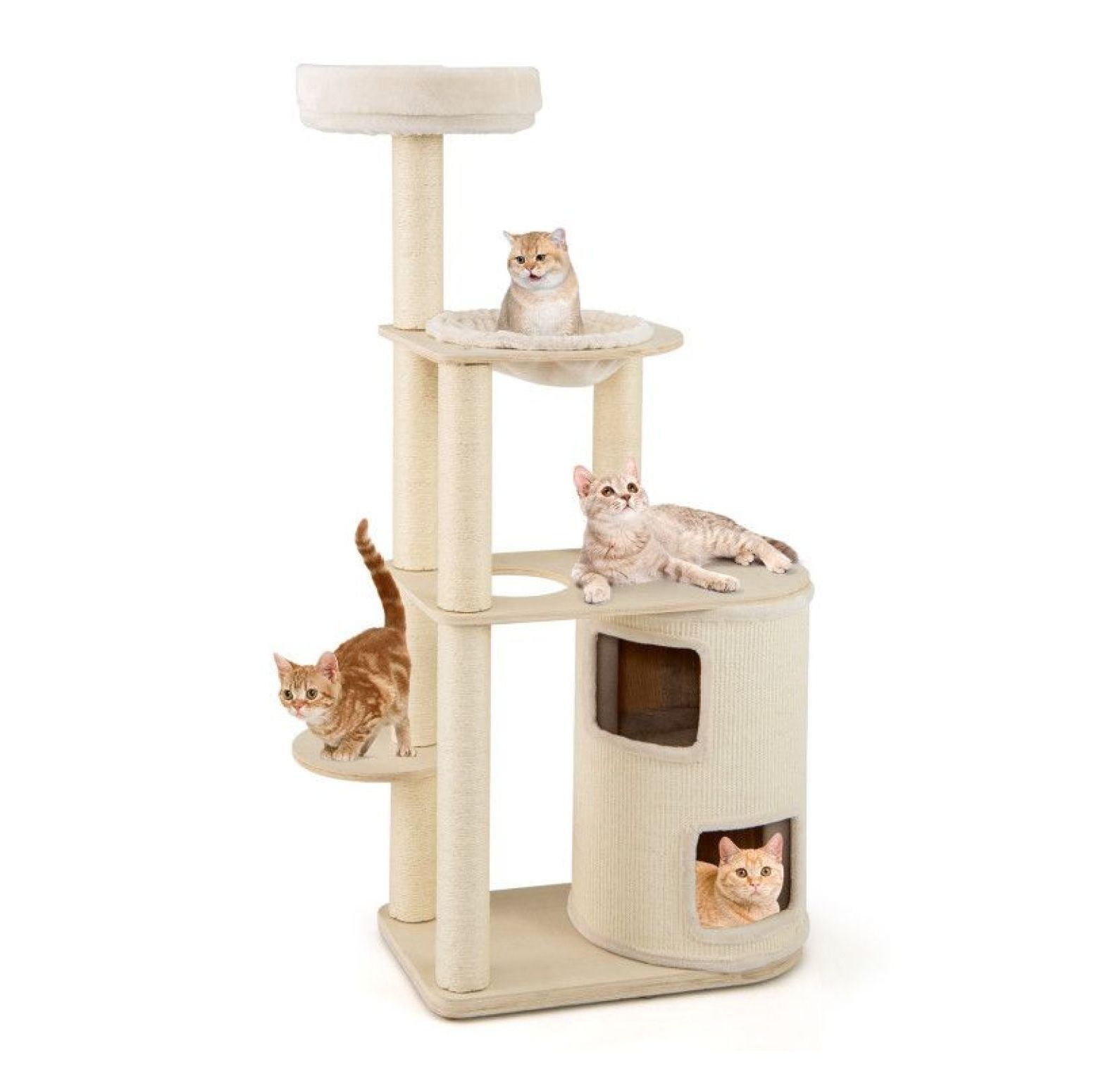 Yunken 60 Inches Tall Cat Tree with 2-Story Condo and Sisal Scratching Posts