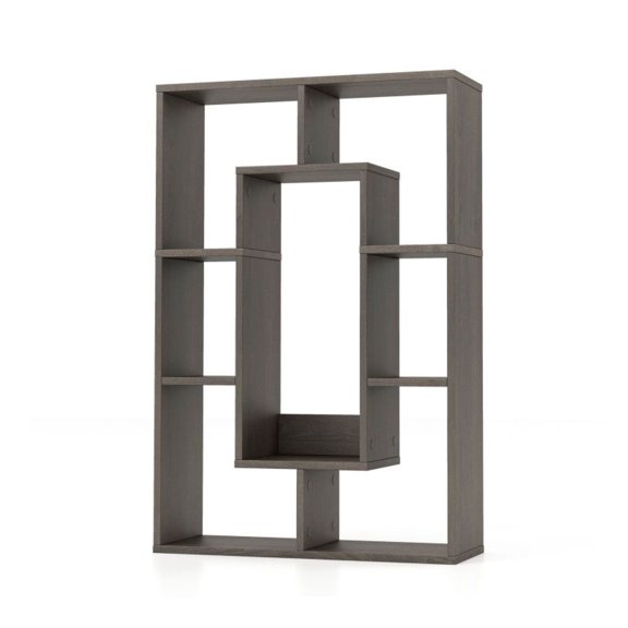 Yunken 7-Cube Geometric Bookshelf, Modern Decorative Open Bookcase for Living Room, Office, Asymmetric Freestanding Storage & Display Organizer