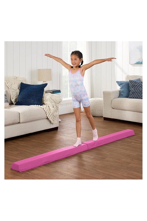 8ft Folding Medium-Density Foam Floor Balance Beam for Gymnastics Training, Tumbling Practice, and Kids Play
