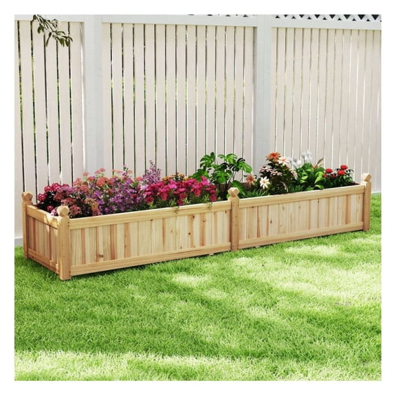 Yunken 91x24x16 Inch Divisible Planter Box with Corner Drainage and Non-woven Liner, Large Modular Garden Bed for Growing Vegetables and Flowers