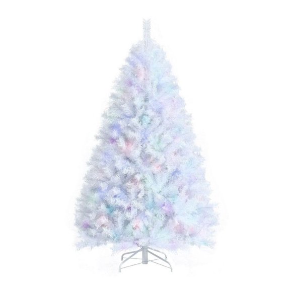 Yunken Artificial Christmas Tree with Shimmering Iridescent Branch Tips and Stable Metal Base for a Magestic Holiday Display