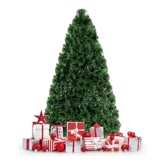 Yunken Artificial Pre-Lit Fiber Optic PVC Christmas Tree in 3/6Feet Sizes for Home Holiday Decor, Color Changing