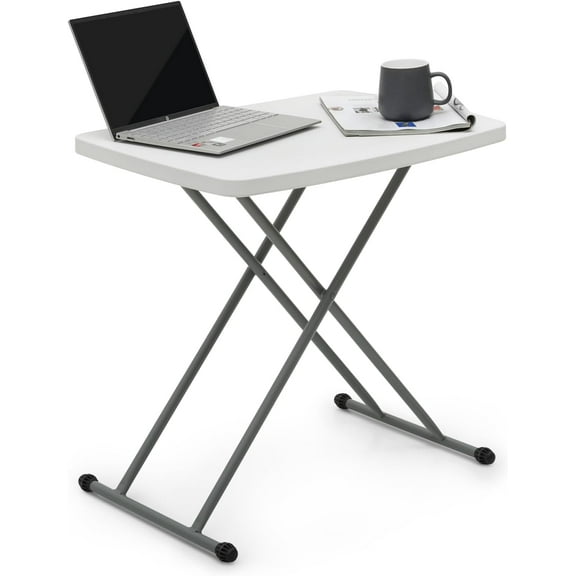 Yunken Folding TV Tray Table, 26 Inch Wide with 4 Height Adjustable, Snack Dinner Table for Small Space, Portable Sofa Couch Table, Easy Assembly