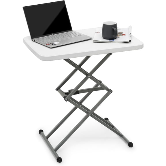 Yunken  Folding TV Tray Table with Double Cross, Height Adjustable Portable Side Table for Meals, Laptops, Snacks, Coffee